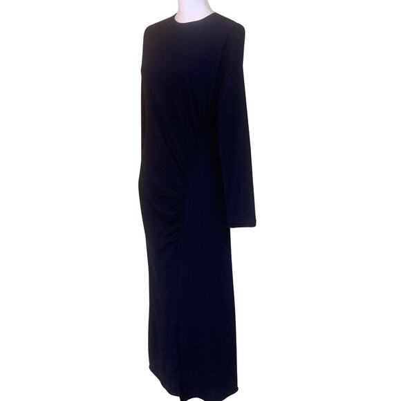 Zara blue stretch wool crepe maxidress, maximalist, modern, sophisticated - Picture 3 of 8